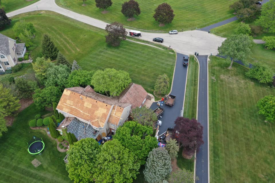 Aerial view of the renovated property in Inverness, IL