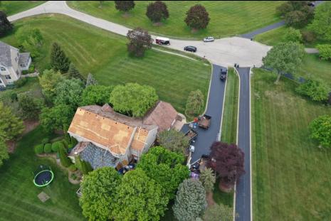 Aerial view of the renovated property in Inverness, IL