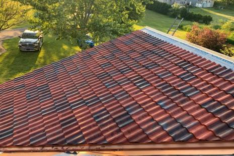 A competed section of tiled roof 